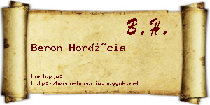 Beron Horácia névjegykártya